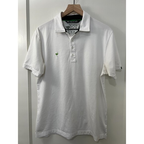 Travis Mathew The Chive Chive Golf White Polo Shirt - Men's Size Large *READ* - Picture 1 of 12